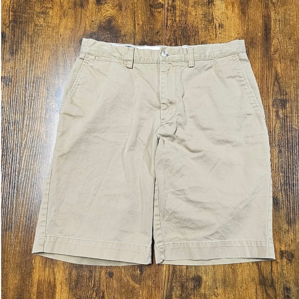 Polo Ralph Lauren Mens Tan Khaki Chino Shorts 100% Cotton Size 30 Flat Front